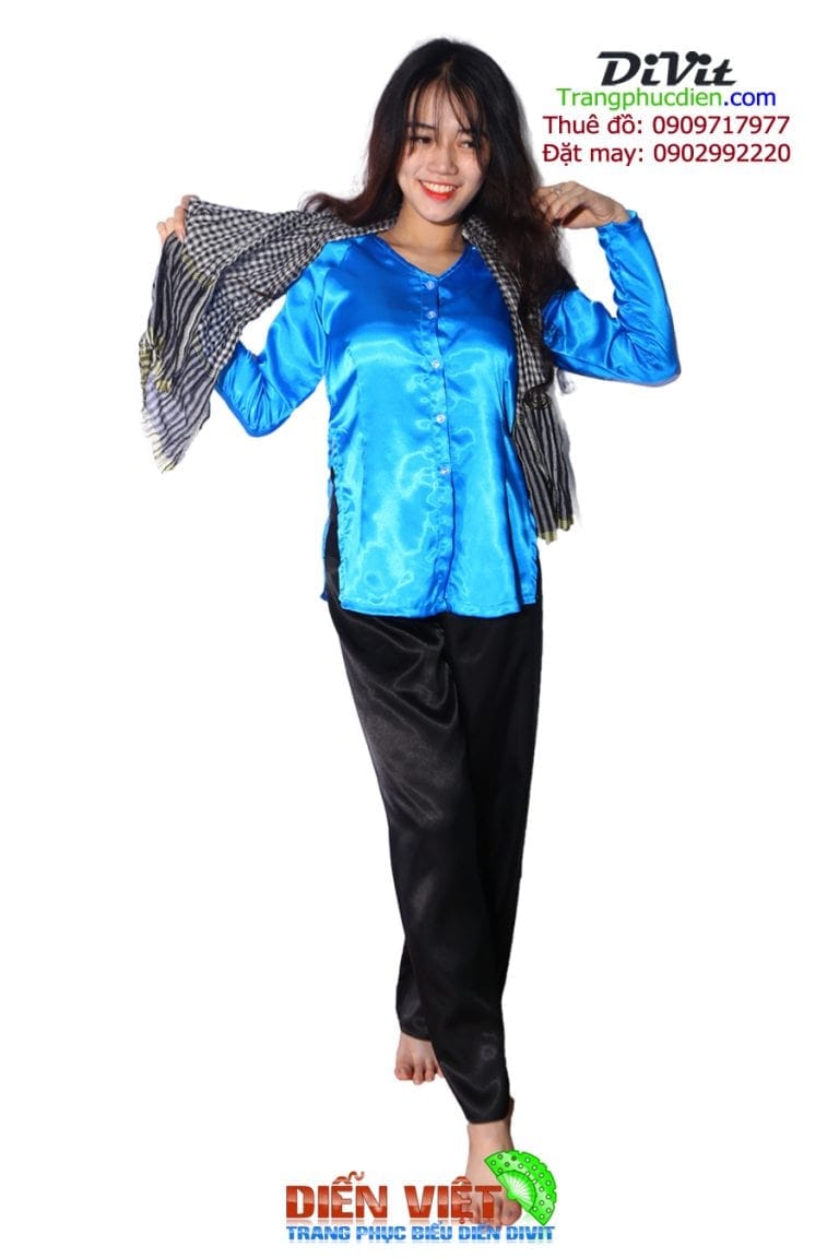 Trang phục bà ba nữ xanh dương