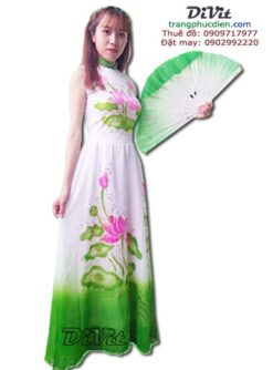Đầm múa sen nền trắng