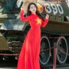 Áo dài đỏ sao vàng nữ