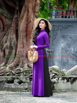 Áo dài tím Huế vải lụa