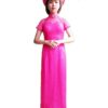 Áo dài hồng ren nổi