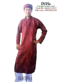 Áo dài gấm nâu cho nam