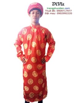 Ao dài gấm thọ đỏ nam