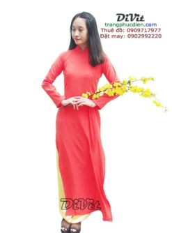 Thuê áo dài đỏ trơn