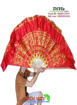 Quạt đại đỏ hình trống đồng