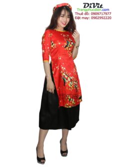 Áo dài nữ gấm đỏ