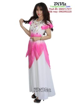 Váy múa sen hồng trắng