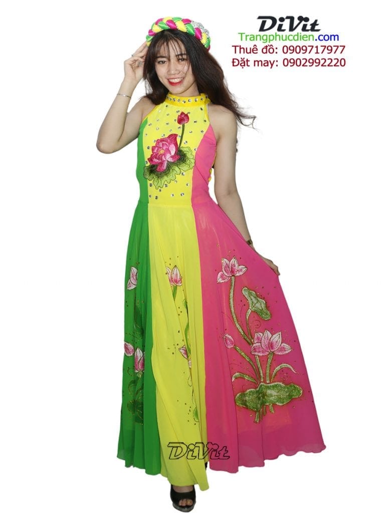 Đầm múa sen 3 màu