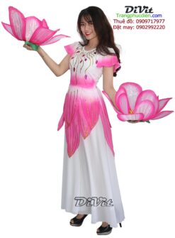 Váy múa sen hồng trắng