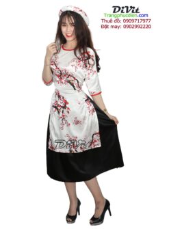 Áo dài gấm cách tân trắng