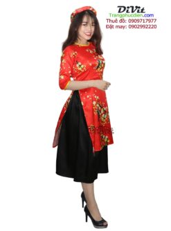 Áo dài nữ gấm đỏ