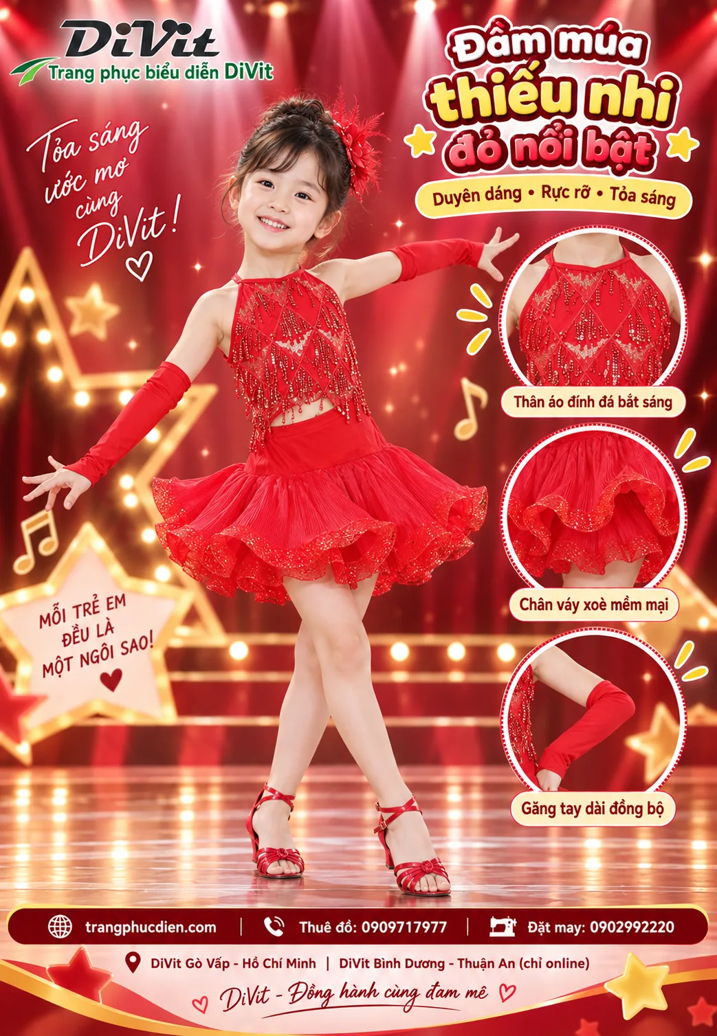 Thuê đầm múa trẻ em mầm non