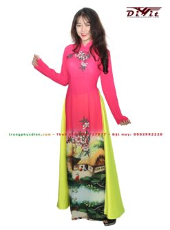 Áo dài lụa in 3d đẹp