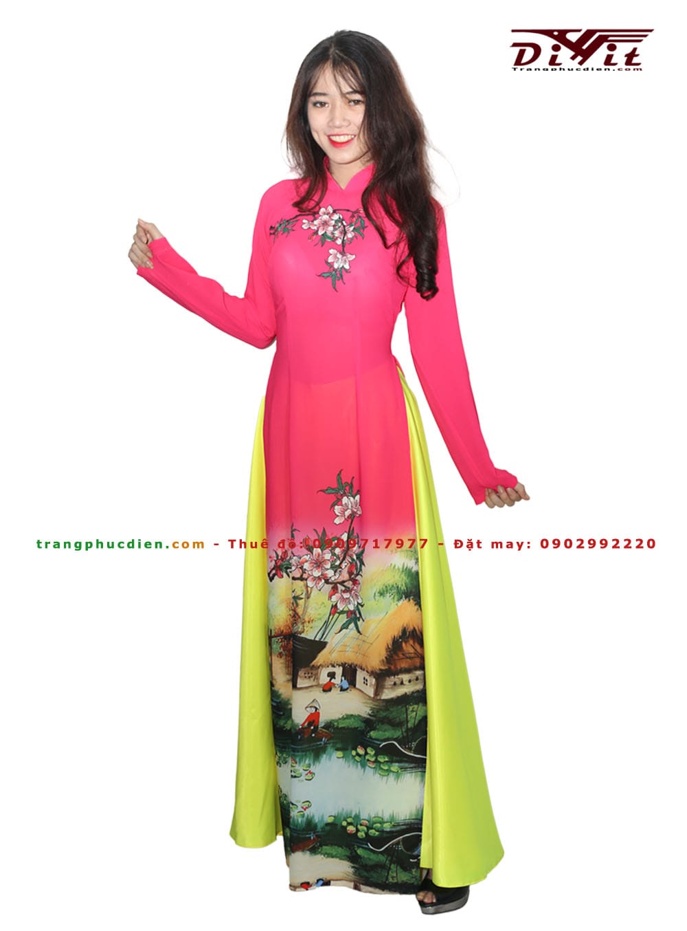 Áo dài lụa in 3d đẹp