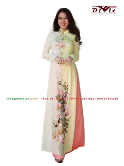 Áo dài vàng phối 2 màu