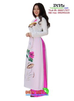 Áo dài họa tiết hoa sen