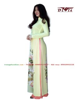 Áo dài vàng phối 2 màu