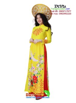 Cho thuê áo dài vàng in 3D