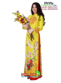 Cho thuê áo dài vàng in 3D