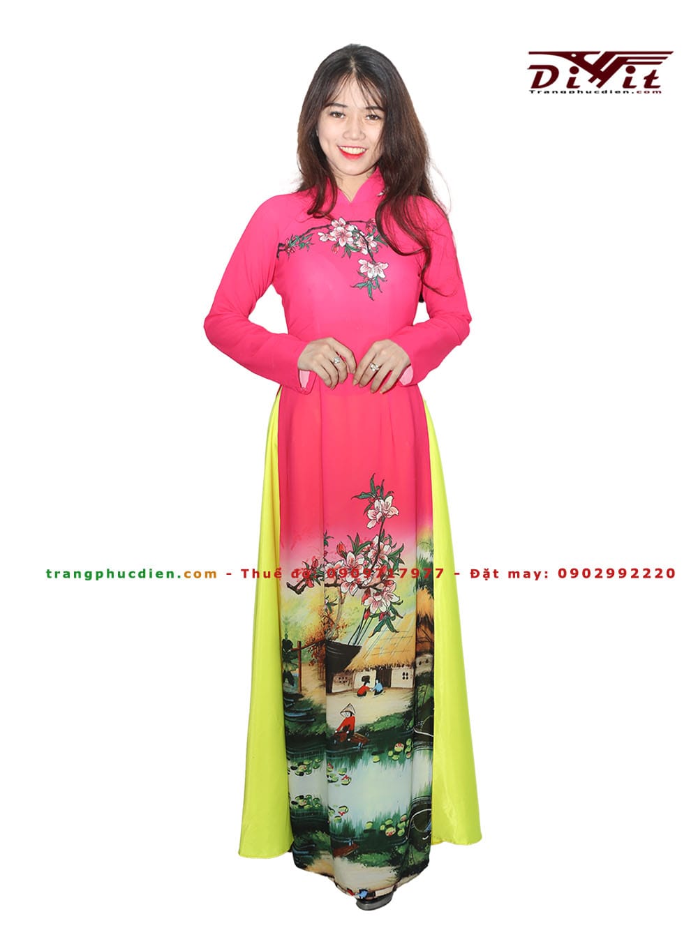 Áo dài lụa in 3d đẹp
