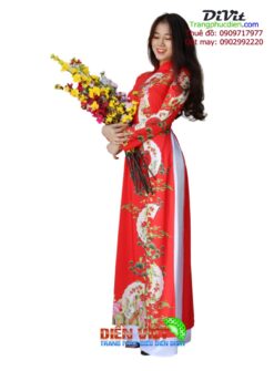 Cho thuê áo dài đỏ lụa 3D