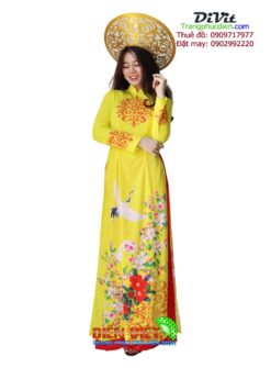 Cho thuê áo dài vàng in 3D