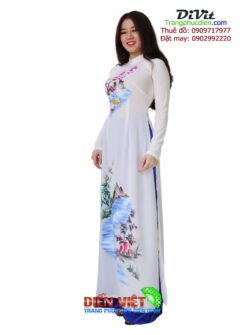 Thuê áo dài trắng họa tiết