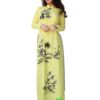 Áo dài vàng họa tiết làng quê