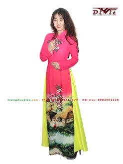 Áo dài lụa in 3d đẹp