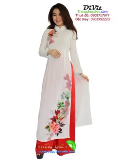 Thuê áo dài trắng họa tiết