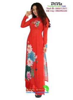 Áo dài nữ in hoa sen