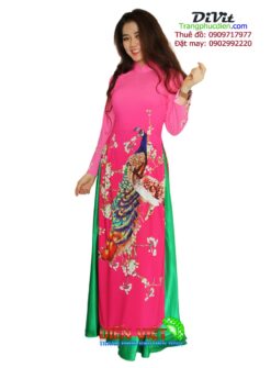 Thuê áo dài hồng nữ in 3D