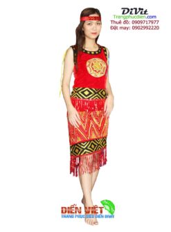 Trang phục dân tộc Tây Nguyên đỏ