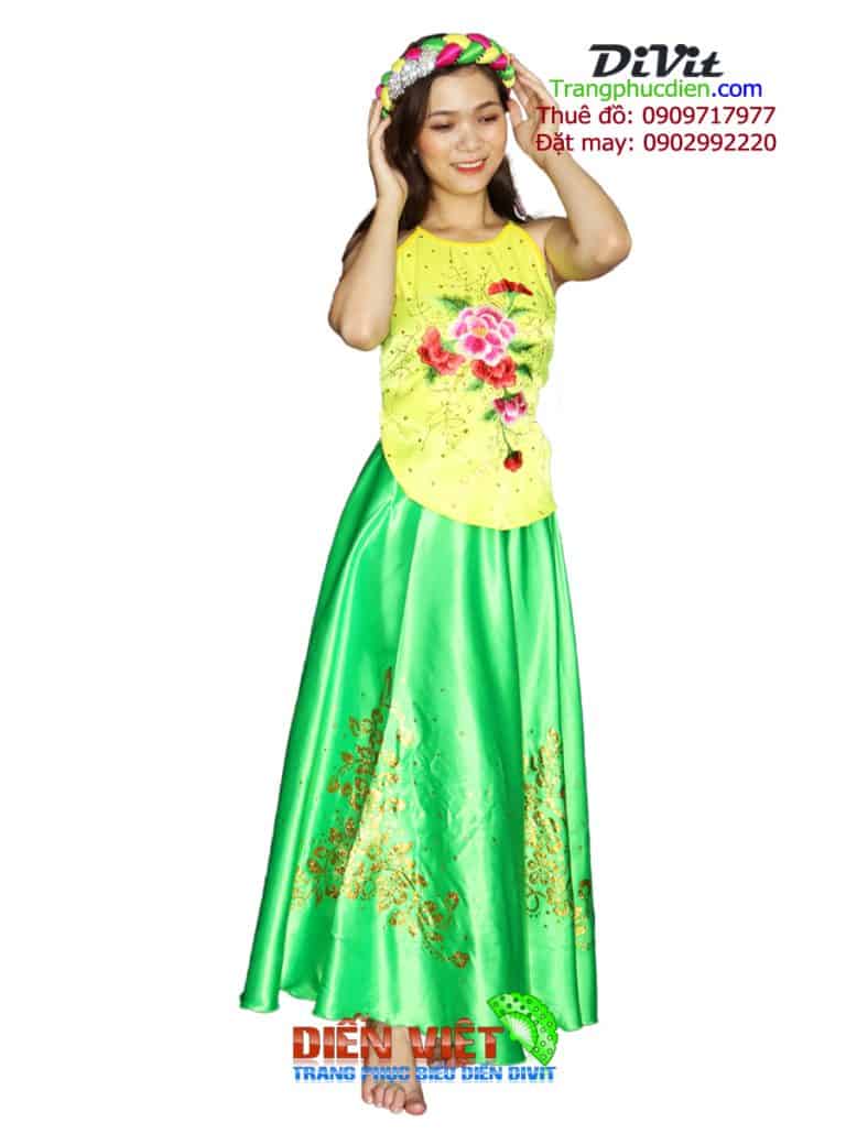 Áo yếm đào váy đụp họa tiết
