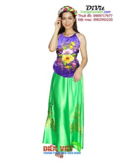 Áo yếm tím váy đụp xanh