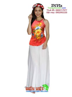 Áo yếm đỏ váy voan trắng