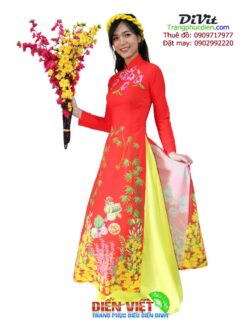 Áo dài tết đỏ cho nữ