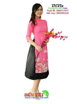Thuê áo dài nữ cách tân voan hồng