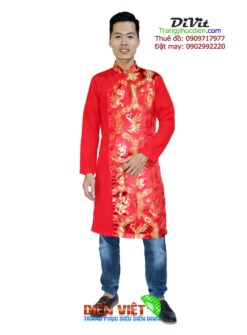 Áo dài gấm đỏ nam