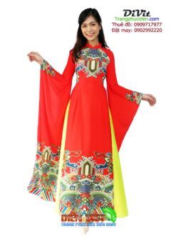 Áo dai đỏ tay rũ