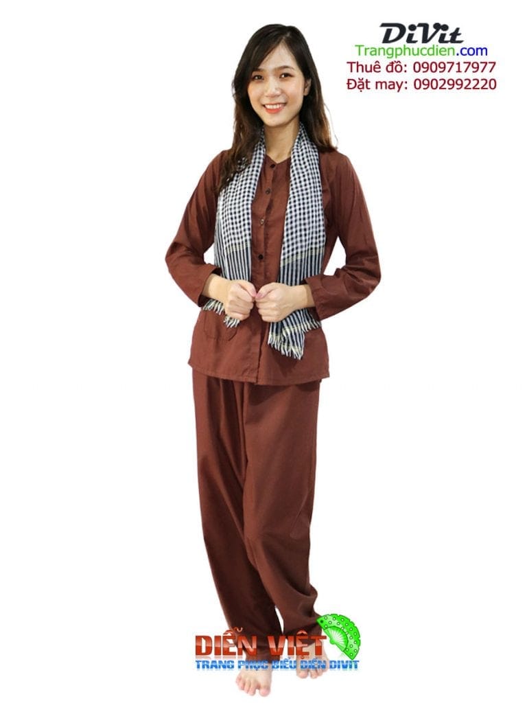 Áo bà ba nữ nâu kate