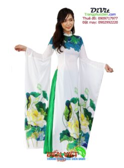 Áo dài sen trắng tay rũ