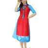 Áo dài cách tân phối đỏ xanh
