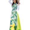 Áo dài họa tiết lá cọ