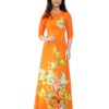 Áo dài cam họa tiết 3D