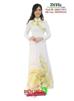 Cho thuê áo dài trắng hoa sứ