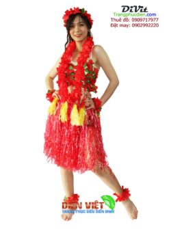 Thuê đồ nhảy Hawai đỏ