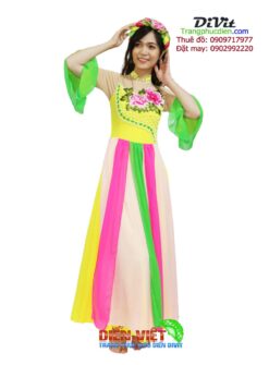 Đầm múa sen phối màu, vải tốt