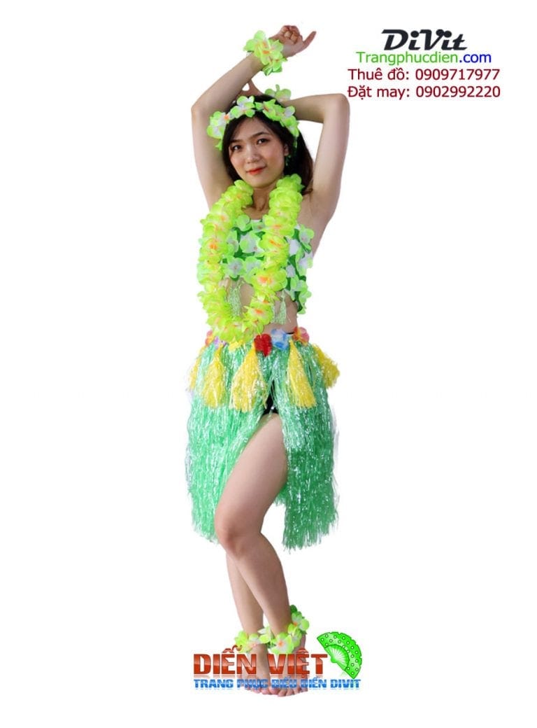 Đầm nhảy Hawai xanh lá