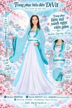 Thuê đồ Hằng Nga xanh